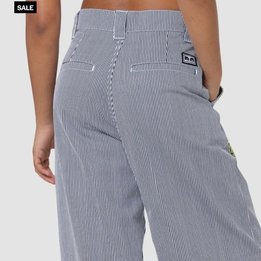 OBEY WOMEN'S HARU BAGGY PANTS striped embroidered size 25